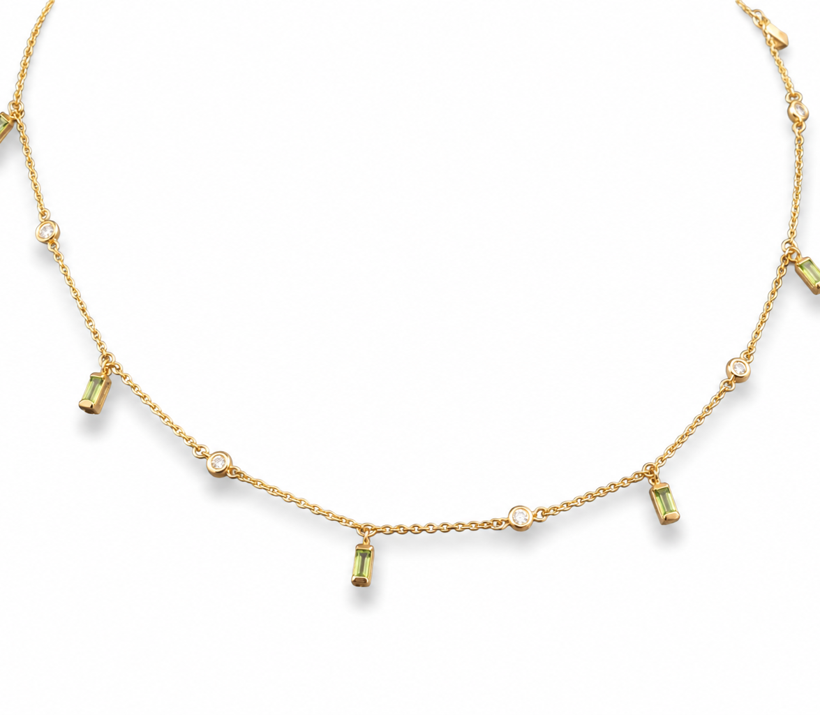 6-Motif Baguette Sapphires Necklace