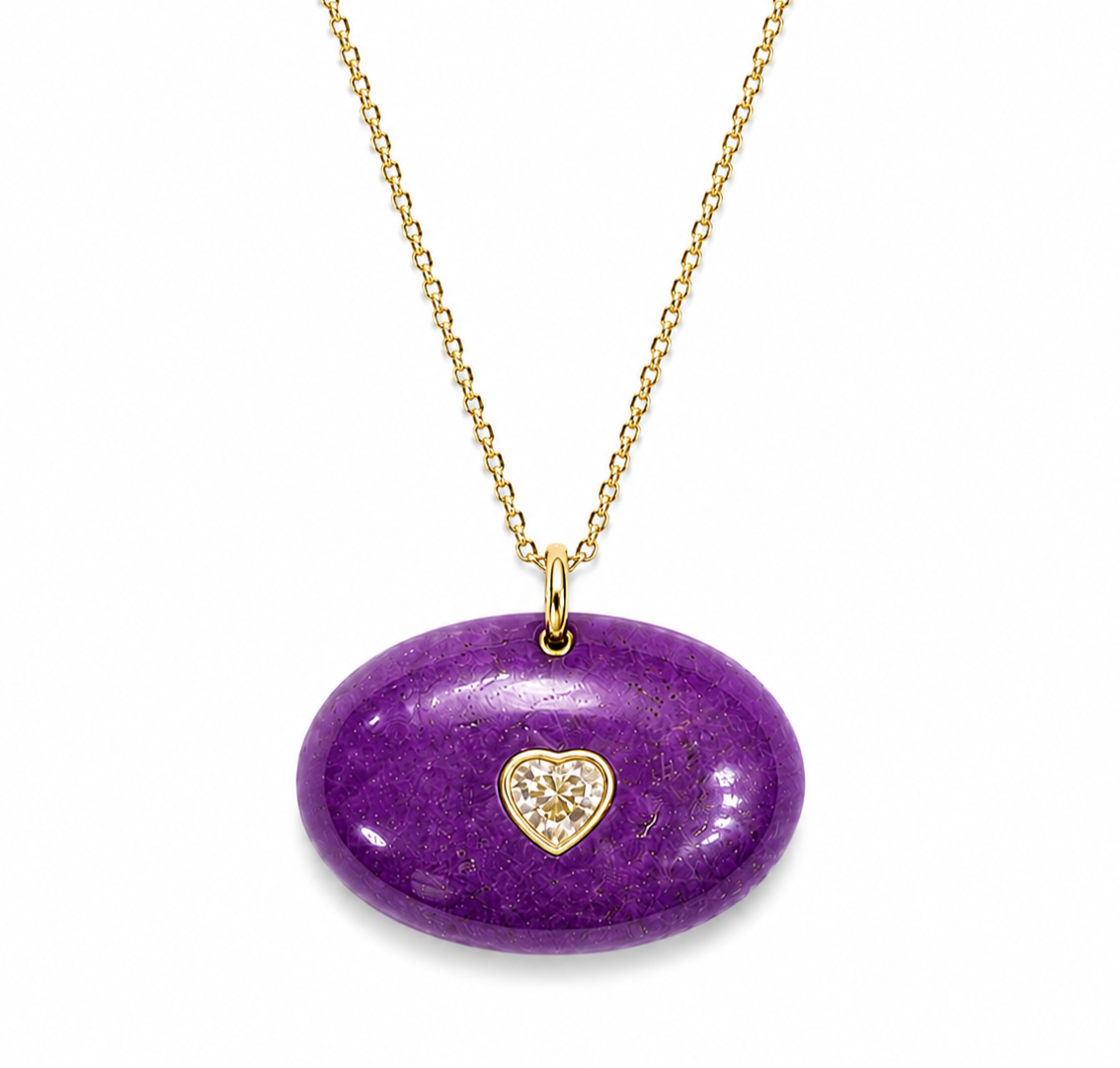 Amethyst Pendant with Heart Diamond