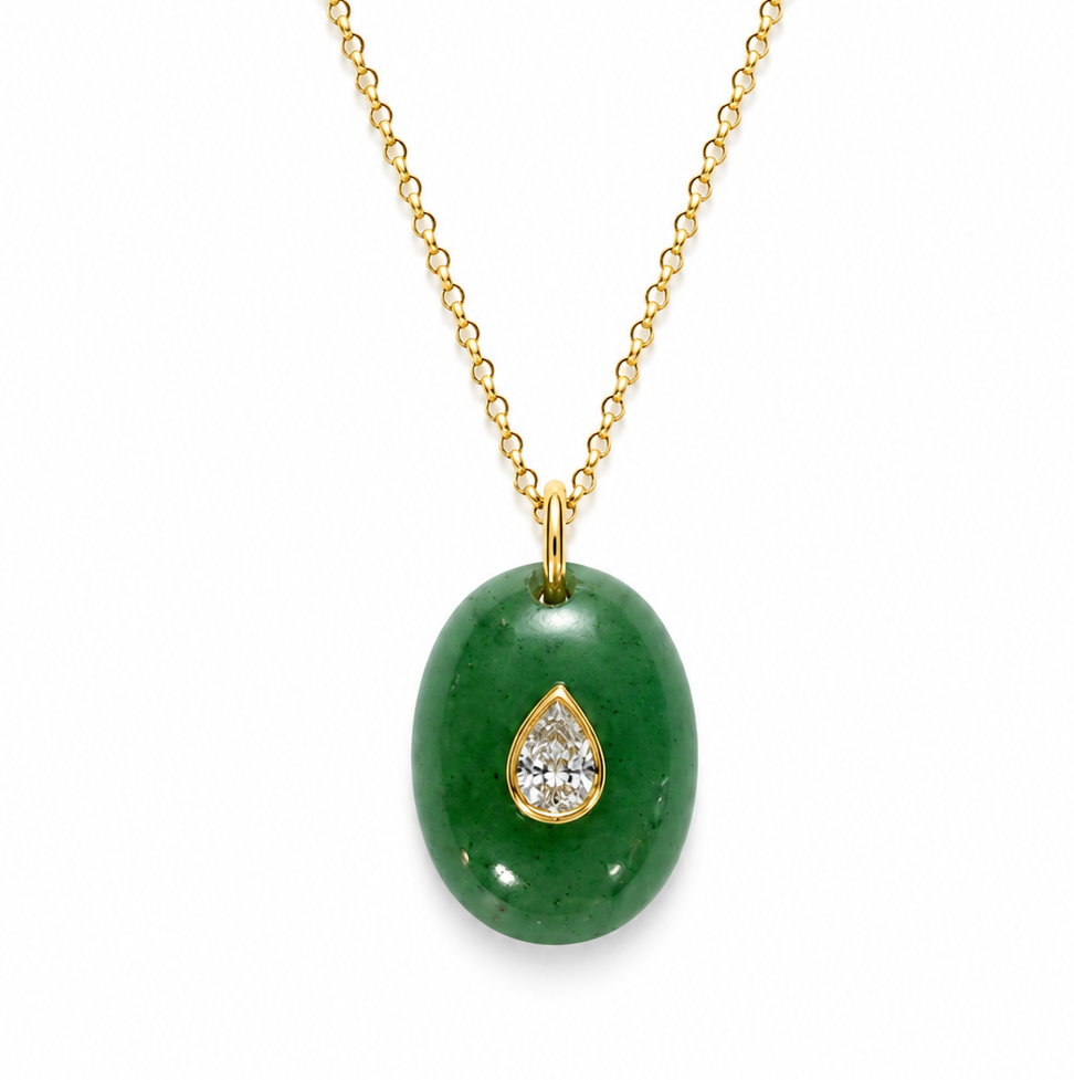 Mini Jade Pendant with Pearshape Diamond