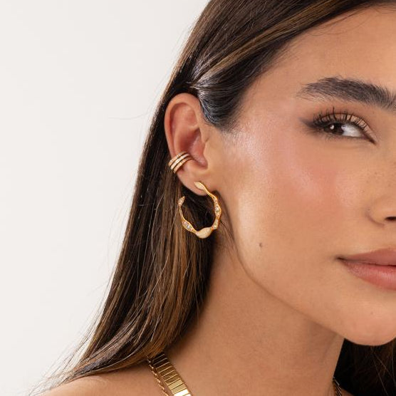 Waves with Enamel Earrings