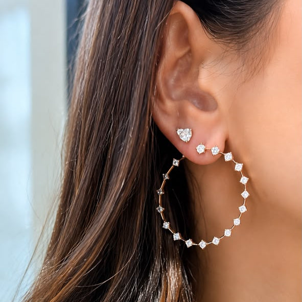 Rose Gold Diamond Round Earrings
