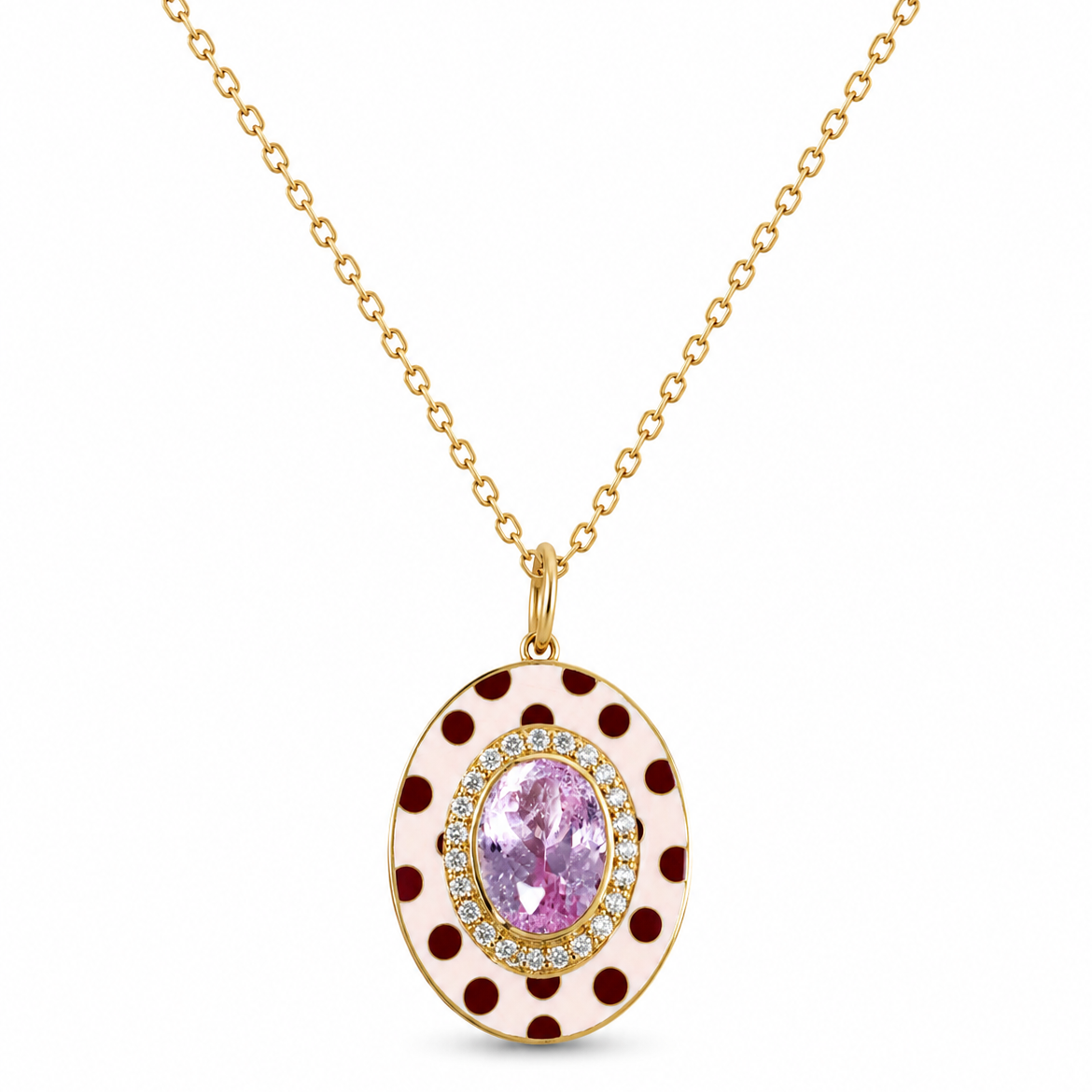 Kunzite with Polkadot Pendant