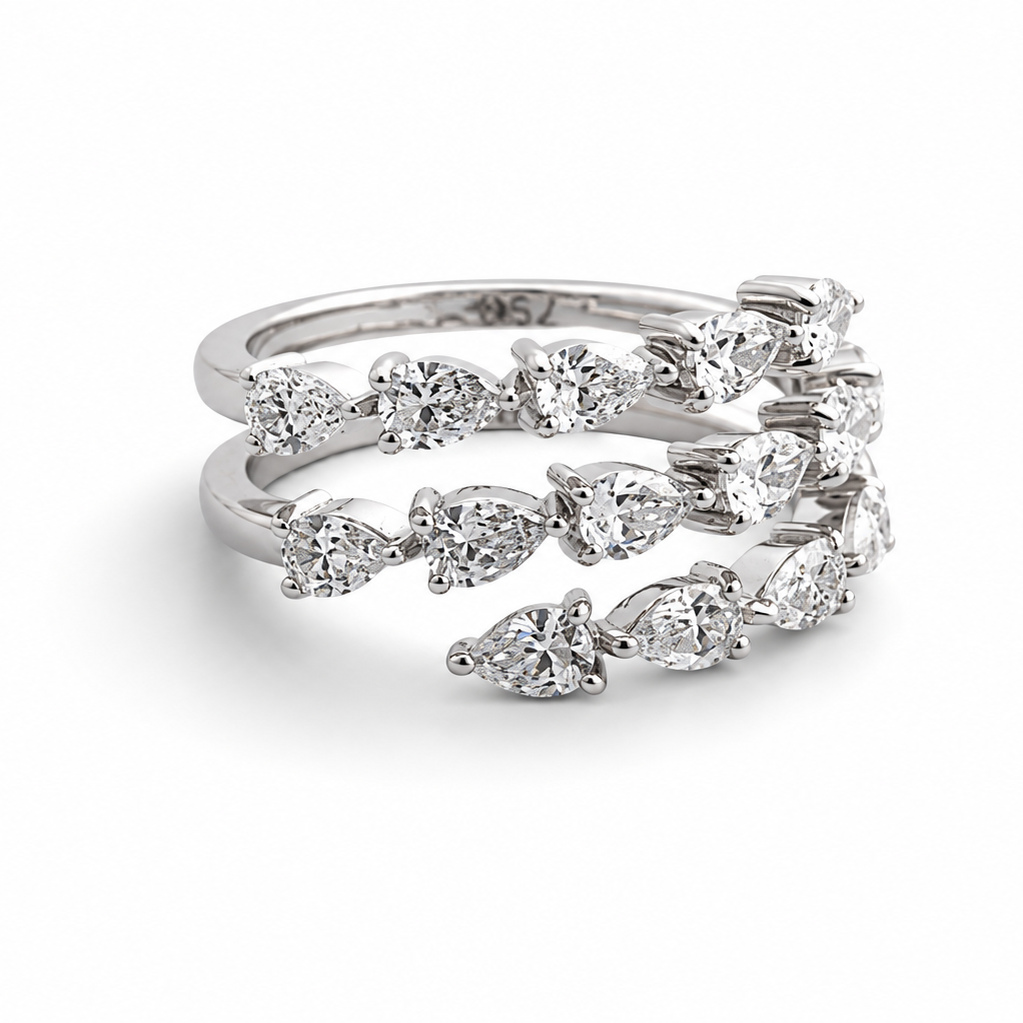 3-Line Pearshape Straight Ring