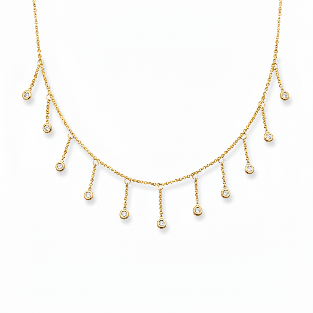 Gold Chain with Hanging Diamonds