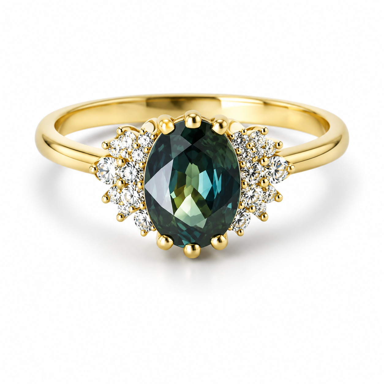 Teal Sapphire Stack Solitaire Ring
