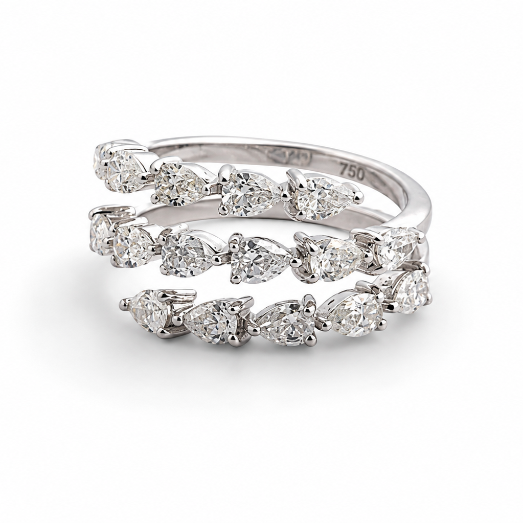 3-Line Pearshape Straight Ring