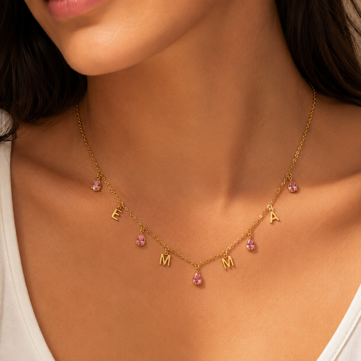 Tourmaline & Letters Necklace