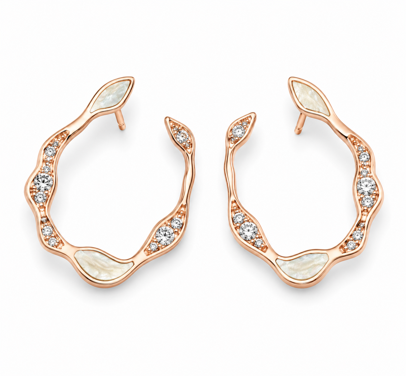 Waves with Enamel Earrings