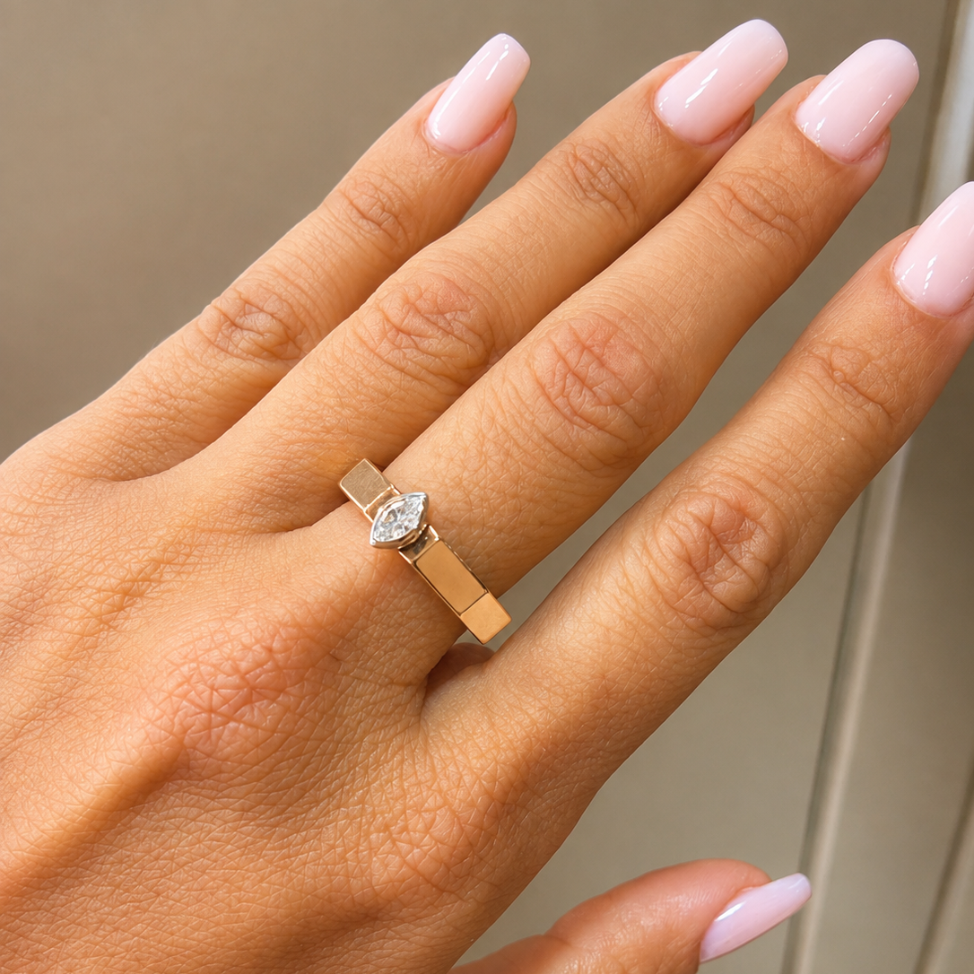 Rose Gold Edge with Marquise