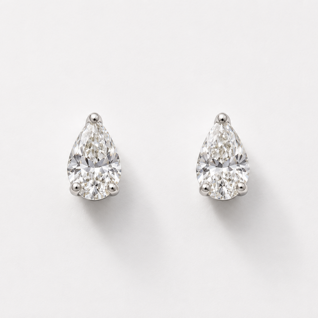 Diamond Pearshape Studs