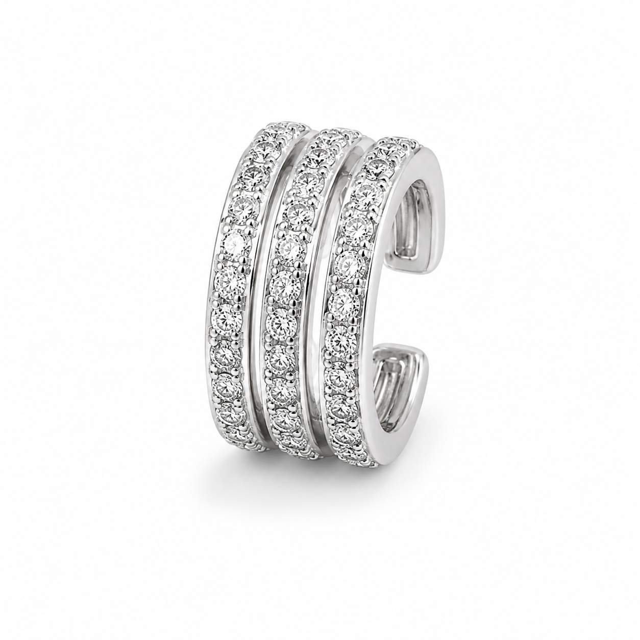 One Side White Gold and Diamond Cuff Earrings